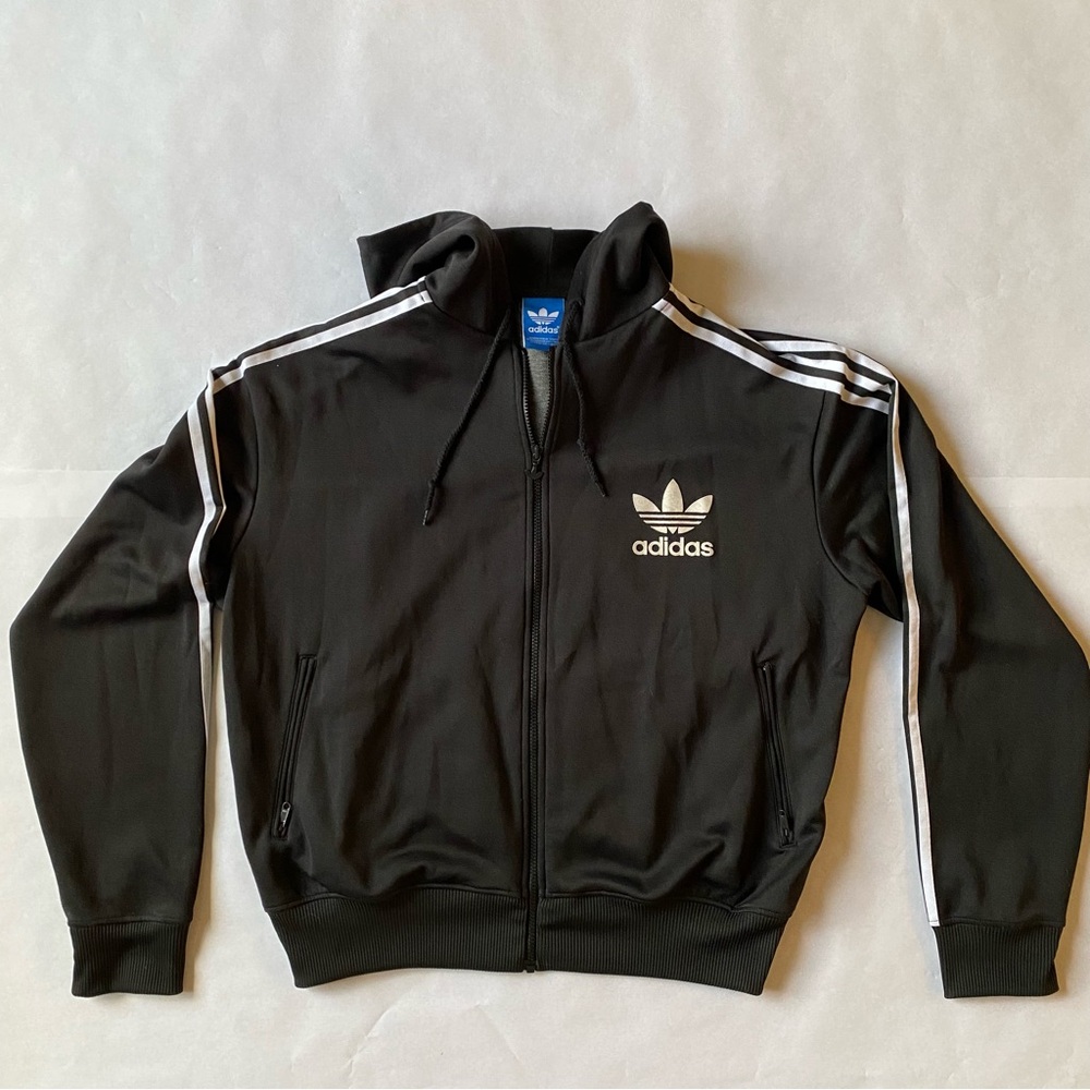 Adidas Black and White Men's Hoodie Jacket